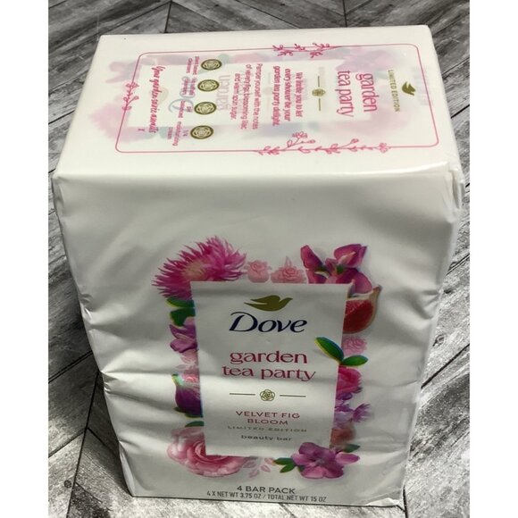 Limited Edition Dove Garden Tea Party Velvet Fig Bloom Beauty Bar Soap 4-Pack - Picture 2 of 4